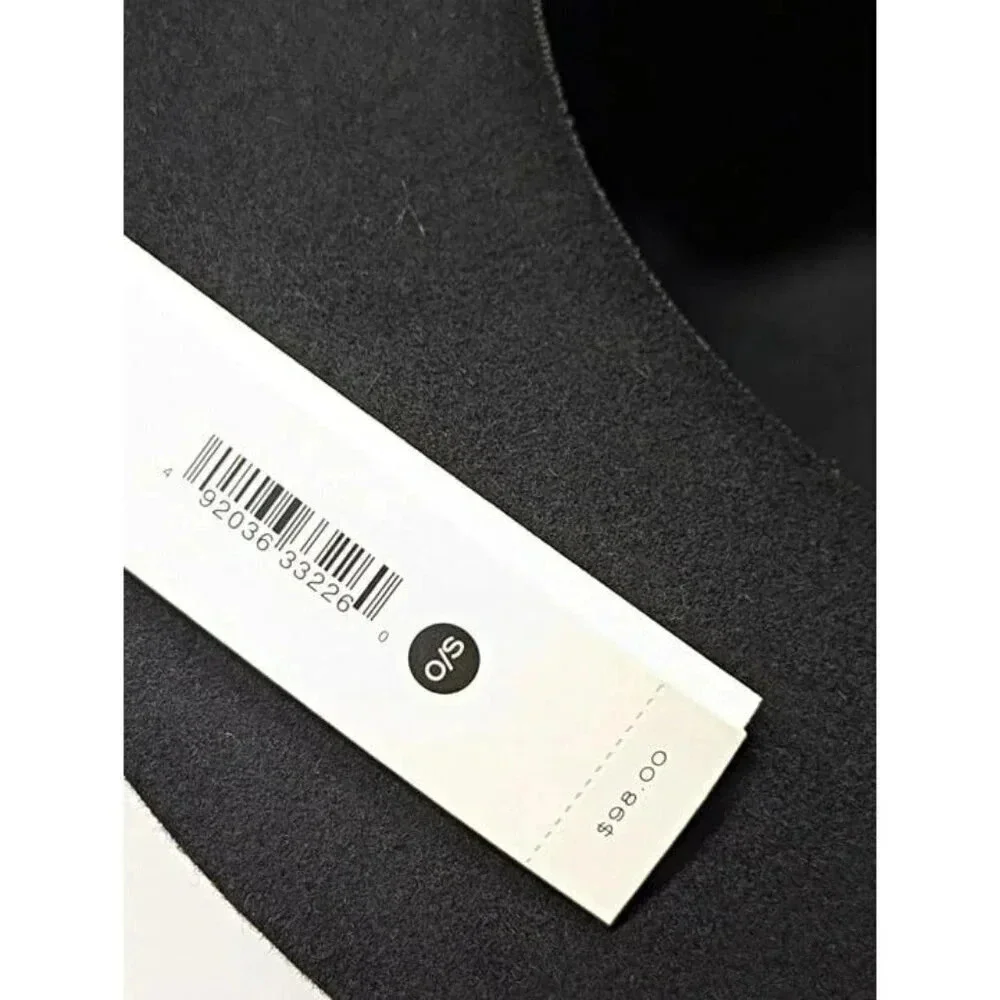 Aqua Women's Black Wool Wide Brim Bowler Hat Ribbon Band O/S (MSRP $98)